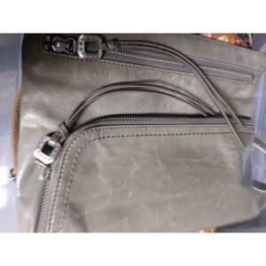 HOBO  Leather Cassie crossbody handbag grey multi zippered